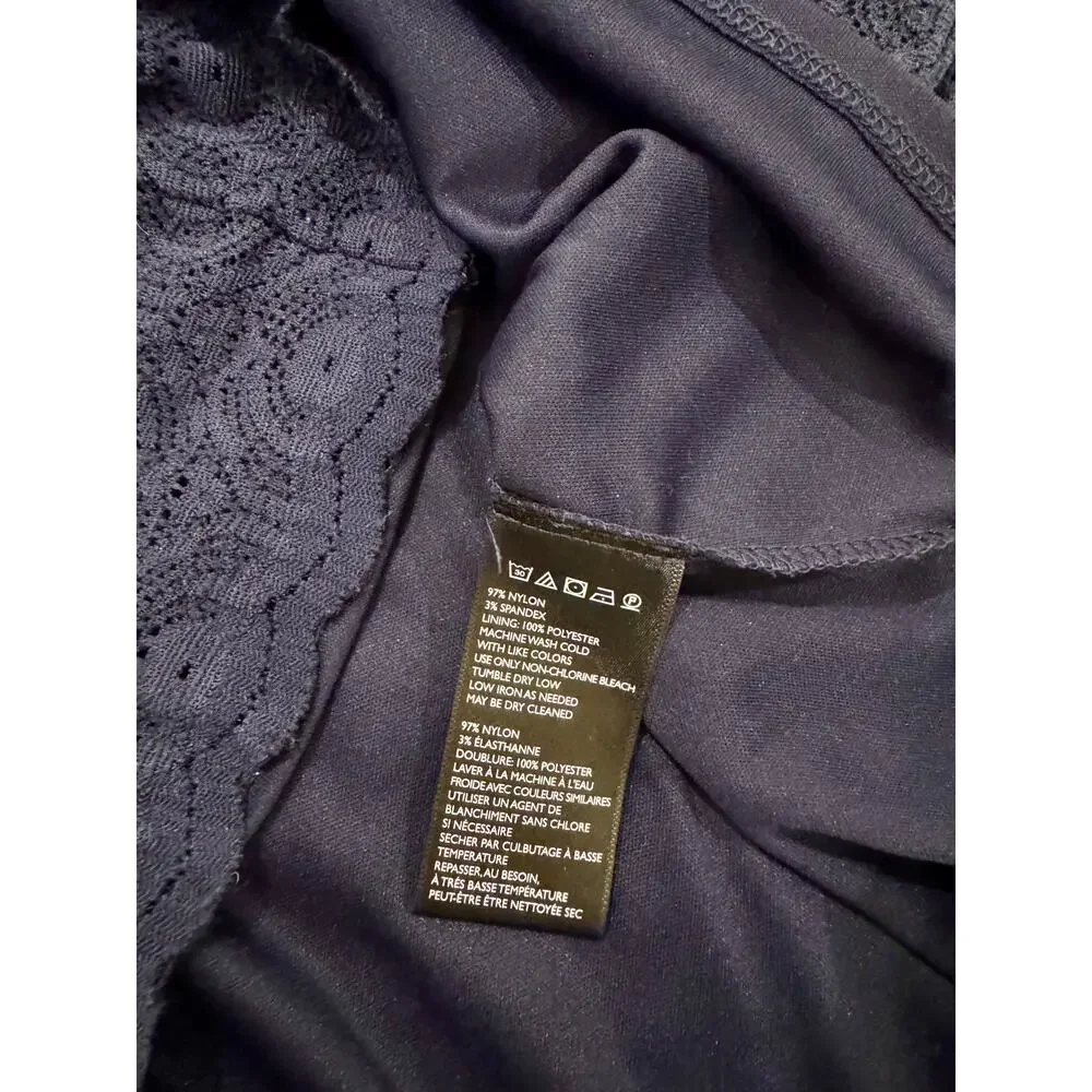Kimchi Blue by Urban Outfitters Off Shoulder Navy Blue Blouse Women's Small Twee - Picture 10 of 11